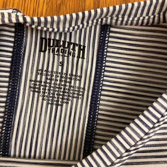 Duluth Trading Co. Navy & White Striped Tee Small - Picture 3 of 3